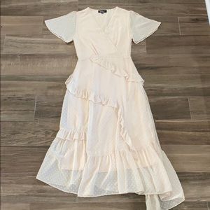 Lulus white layered textured midi dress